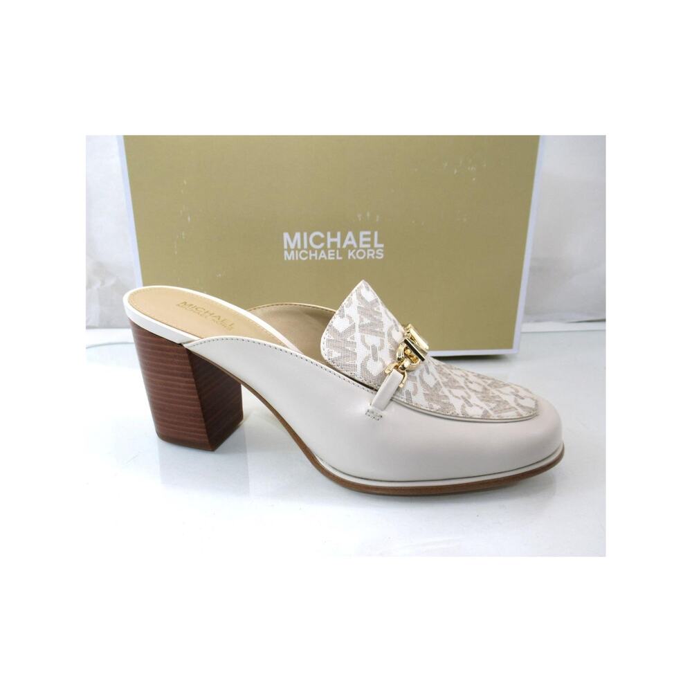 MICHAEL Michael Kors Tiffanie Heeled Mule Slip On Leather Vanilla Size 7